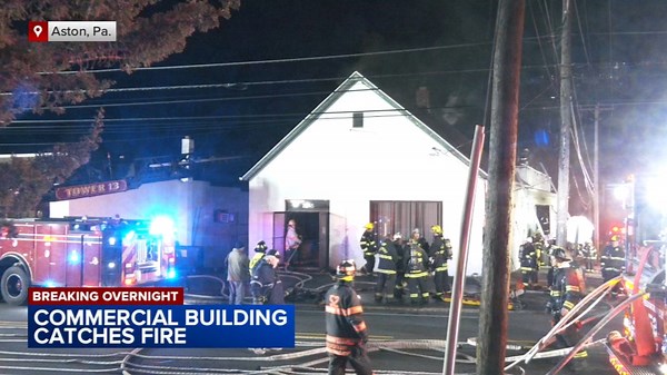 Firefighters battle two-alarm commercial building fire in Delaware County