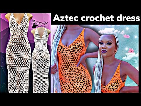 AZTEC CROCHET DRESS | CROCHET BEACH COVER UP DRESS