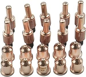 10 Pcs Plasma Cutting Electrodes 220842 and 10 Pcs Plasma Cutter Nozzle Tips 220819 Suitable for PMX 65/85/105 Plasma Cutting Torch Consumables