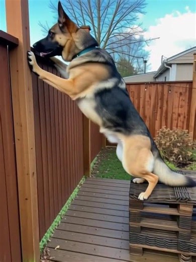 German Shepherd Fence Escape Artist Caught on Camera #dogtraining #impressive