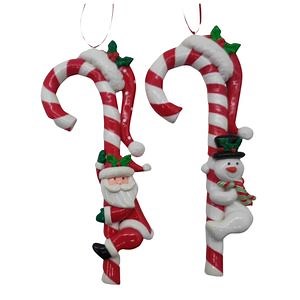 [Hot Item] Xmas Tree Decor Snowman Crutch Candy Candy Cane Hanging Clay Christmas Ornaments