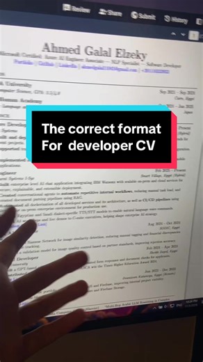 Responding to @✨ @Eyad Tamer @MARWAN Why you might have not landed a development job. How to format your CV correctly. #tech #developer #job #cv #fyp