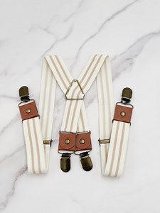 Striped Suspenders, Ivory Suspenders, All Sizes Baby to Adult, Boys and Men Suspenders, Ring Bearer Groomsmen Set, Rustic Wedding Outfit - Etsy