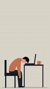 Download Exhausted Worker Falling Asleep at Desk in 2D Animation for free