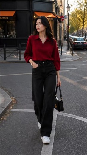 Red Top & Black Jeans Outfit ❤️✨ #Shorts #FashionInspo #OOTD #StreetStyle
