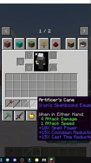 HOW THE ARTIFICER'S CANE WORKS IN SPELLBOOKS FOR MINECRAFT
