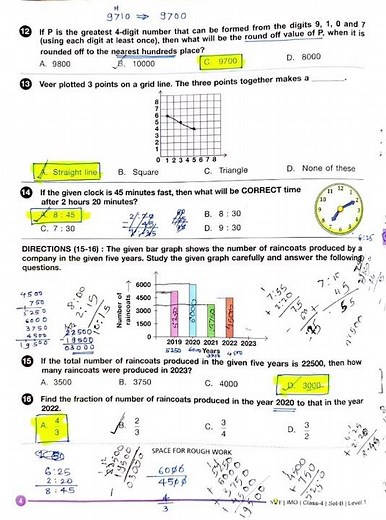 SOF IMO INTERNATIONAL MATHEMATICS OLYMPIAD 2024-25 Grade 4 unofficial answer key