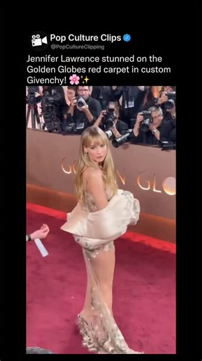 Underrated Ai Clips on Instagram: "Jennifer Lawrence once again captured the world’s attention at the 2026 Golden Globes, arriving in a breathtaking custom sheer gown by Givenchy, designed by Sarah Burton. The Hunger Games star was nominated for Best Actress for her powerful performance in the film Die My Love, further solidifying her status as one of Hollywood’s most versatile and acclaimed leading ladies. Her presence on the red carpet was a masterclass in modern elegance, blending high-fashio