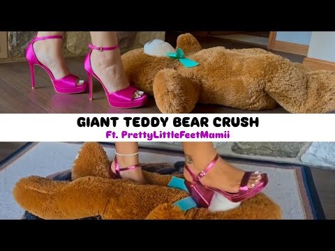 [ASMR🔊] Giant Teddy Bear Crush ft. Pretty Little Feet Mami 🩷🧸 | Teddy Bear Trample in High Heels