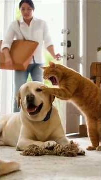 Angry Cat Slaps Happy Dog When Mom Gets Home!
