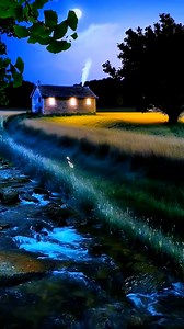 Trees, House, Firefly. Free Stock Video