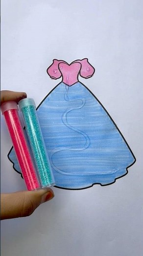 Barbie Girl Princess Dress 👗 for Glitter ✨ Art #youtubeshorts #kidsart #glitter #princess #dress