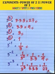 27K views · 180 reactions | Exponents-Power of 2 || Power of 3 #math #mathwithprincess #mathviral #mathlessons #mathematics #mathreview #mathisfun | Math with Princess | Facebook