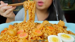 Suella on Instagram: "It’s been a hot minute since I’ve had nuclear fire noodles. They did not disappoint! Link in my bio #youtube #suellasmr #asmr #foodie #mukbang #eatingshow #asmrcommunity #instafood #eatingsounds #food #soothing#calming #foodporn #yummy #satisfying #delicious #suellies#nuclearnoodlesfirenoodle"