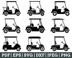 Golf Cart Svg, Golf Cart Vector, Golf Cart Silhouette, Golfing Dxf, Jpeg, Png - Etsy