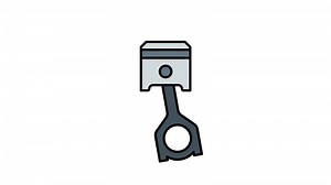 Animated connecting rod, piston, and crankshaft components used in automotive engines. Ideal for mechanical engineering, automotive illustrations, and manufacturing concepts