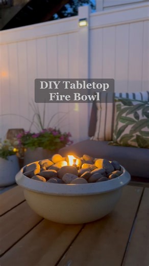 This DIY fire bowl project will take you less than five minutes! Choose your favorite planter (I’ll share mine in the comments) and have fun creating your own masterpiece. The best part? It adds ambiance while keeping the bugs away! | DIY Playbook