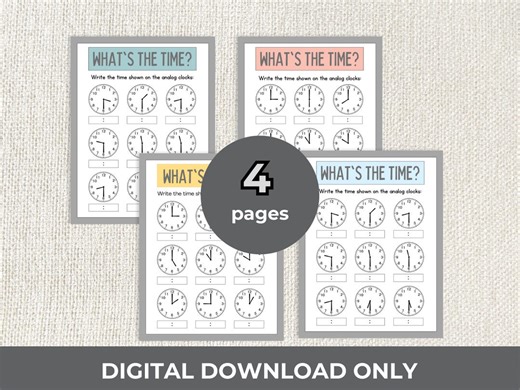 Whats the Time Clock Math Worksheet Teacher Resource Kids Math Page Classroom Activity Analog Clock Work Educational Sheet Time Learning - Etsy UK