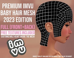 2023 IMVU Baby Hair MESH (full)   2 FREE Opacity Maps | Sleek Baby Hair | .xmf Format | Highest Quality Available | Heart Inside Mesh - Etsy