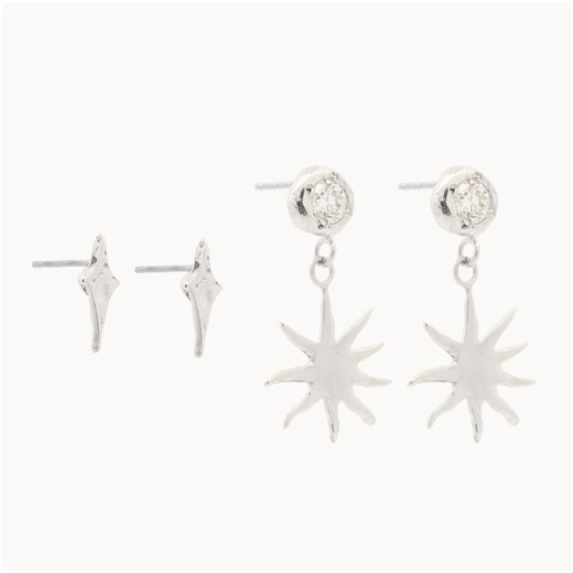 9ct White Gold Sun & Stars Bridal Ear Stack Set | Wild Fawn