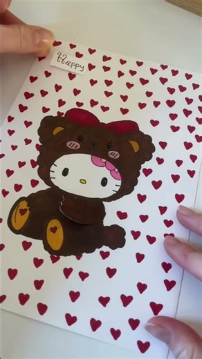 Hello kitty card idea ≽^ ˕ ྀི≼ #valentinesdaygift #valentinesday #diy #cards #hellokitty #gift