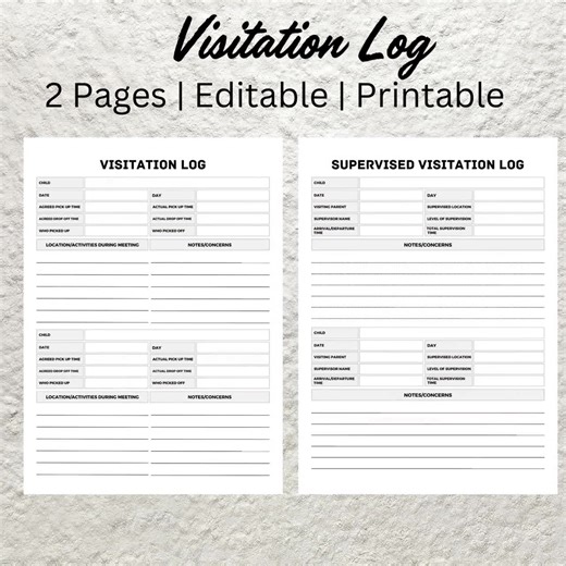 Visitation Log Template | Supervised Visits, Childcare (canva Editable, Printable) - Etsy