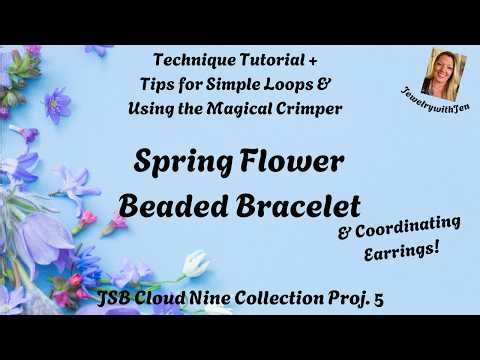Spring Beaded Flower Bracelet & Earrings #beadedbraceletstutorials #springjewelry #jewelrytutorial