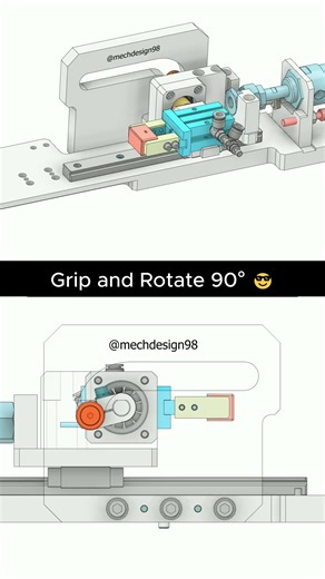 Smart Gripper Rotates 90° ⚙ #engineering #machine #mechanism #3dprinting