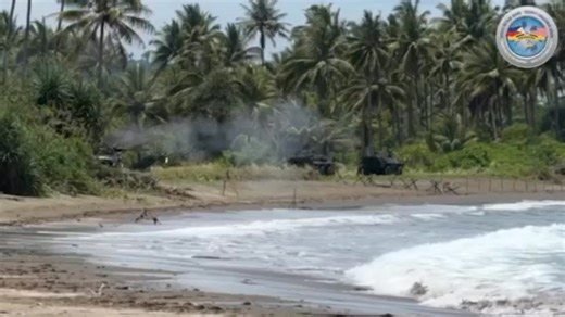 Coordinated fire from Philippine Howitzers delivers a striking display of artillery capability during the Counter-Landing and Live Fire Exercise on April 28. | Armed Forces of the Philippines
