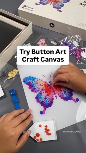 Christina on Instagram: "Button art is so fun! I really enjoyed creating and felt it was a relaxing craft to try. The entire picture is a button by number and you can layer. Comes with a frame too. #buttonart #craftingcommunity #diyartprojects #creativehobbies #artinspiration"