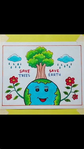 World Earth Day Drawing / Save Tree Save Earth Poster #shorts #earthday #savetreesaveearth