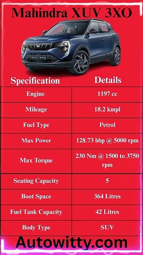 Mahindra XUV 3XO 2026, 128bhp Turbo Petrol SUV Explained #autonews #automobile #evindia