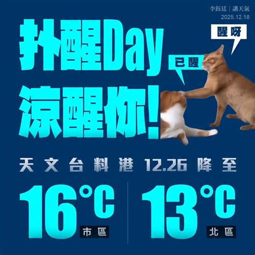 李鈺廷︱講天氣 on Instagram: "扑醒Day涼醒你！天文台料市區降至16°C 惟冬至先暖至25°C 平安夜24°C或10年最暖"