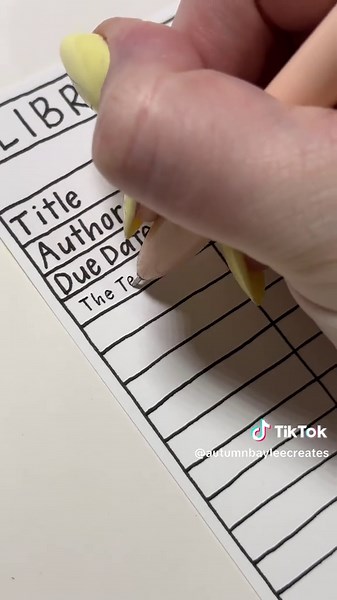 Made the library card way too small so I had to pull out the tiny handwriting lol • • • #books #writing #handwriting #readinglist #library