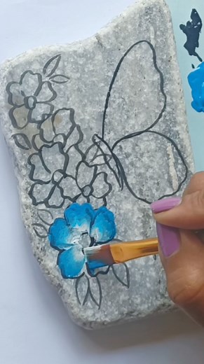 179K views · 903 reactions | One Stroke Butterfly Painting on Marble 曆 | Little Rocks | Facebook