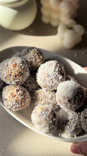 Ramadan Recipes Ep 1: Energy Balls Power up your day, one bite at a time! Recipe 👩‍🍳📖 1 cup soft dates 1 cup walnuts 1/2 cup Almonds 1/2 cup pistachios 1/2 cup Dessicated coconut and 1/2 cup for rolling 1 Tbsp Maple syrup 1 pinch salt Enjoy! 😊 #HealthySnacking#energyballs #planb #ramadanrecipe