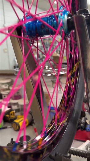 profile mini galaxy rust hubs hot pink spokes multi color nipples odyssey splatter rims #bmx #bmxer