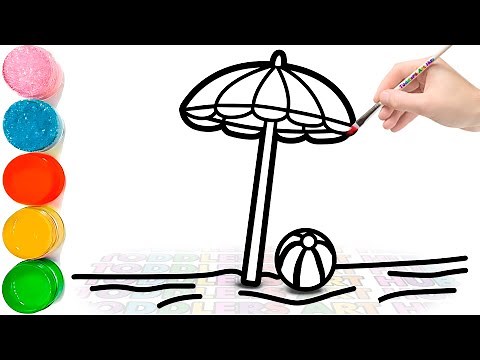 How to Draw and Color a Beach Umbrella | Easy Beach Drawing for Kids
