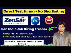 Direct Test Hiring | Zensar & P&G Off campus drive 2026, 2025, 2024, 2023 to 2020 Batch | Job Update