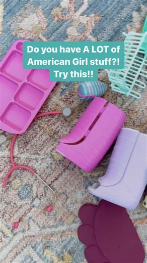 But, SERIOUSLY, what do you do with all that American Girl doll stuff?!! 💕 ⠀ We love this system that makes it- EASY to play EASY to clean up! ⠀ 1) Use a cube system for storage! Love this one from Target. ⠀ 2) Use 13” fabric bins to store large furniture accessory pieces- also from Target! ⠀ 3) Divide out the small accessories clothing into small stackable bins! Another Target find only $5 each. ⠀ 4) Use the empty shelves to store other large furniture accessories! I plan to switch this 6 cube
