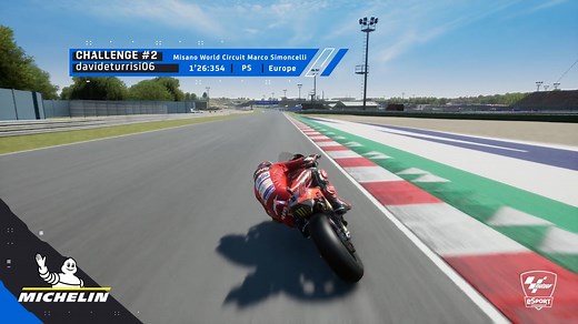73K views · 2.1K reactions | ⚡ The amazing Best Lap for Challenge 2, powered by Michelin Huge shoutout to davideturrisi06 for setting the fastest lap with a blistering 1'26:354 ️ #MotoGPeSport #Gaming | MotoGP eSport | Facebook
