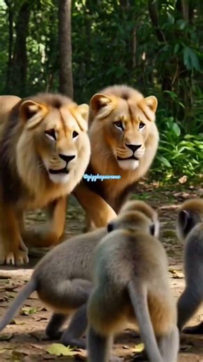 Brave Monkey Attacks Lions 😳 Unbelievable Jungle Moment! | Animal Fight #shorts