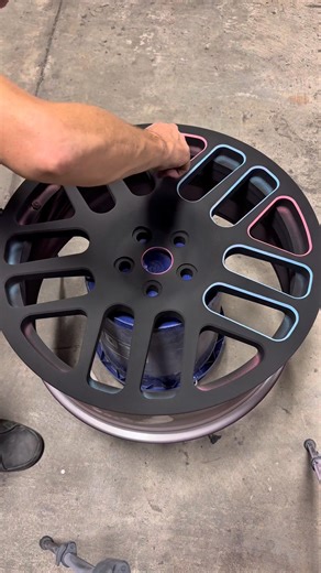Powder Coating Wheels Black, Blue and Red #powdercoating #wheels