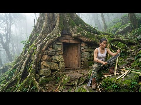30 Days Surviving Alone In Forest, Building A Survival Shelter In Forest Using Primitive Tool