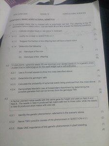 Genetics Questions – Agricultural Sciences Grade 124.1 (Basic... | Filo