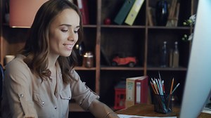 Happy Business Woman Satisfied Checking Stock Footage SBV-326408795 - Storyblocks