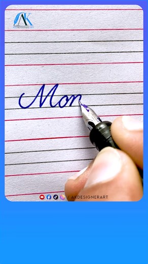 60K views · 566 reactions | How to write Monday word in Cursive Style using Ink Pen #akdesignerart #inkpenwriting | AK Designer Art | Facebook