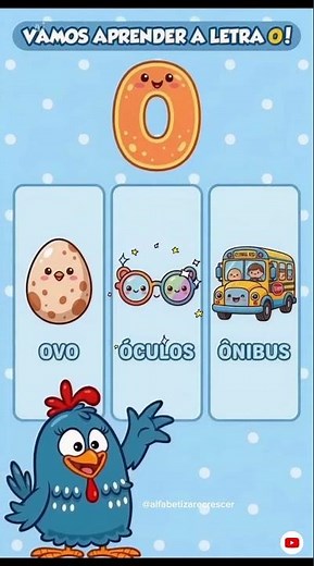 The letter O or vowel O with the Little Spotted Hen.