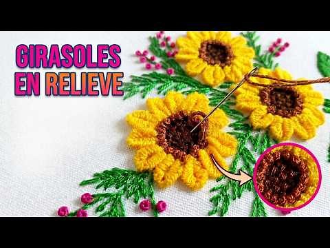 Hand Embroidery: Buttonhole Bar Sunflowers | Bordado a Mano: Girasoles en Puntada Barra de Ojal