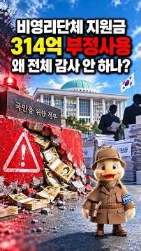 비영리단체 지원금 314억 부정사용, 왜 전체 감사 안 하나?